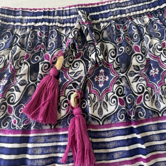 True Destinations Ruffled Wide Leg Pull On Palazzo Pants Boho Size Medium - Picture 3 of 9
